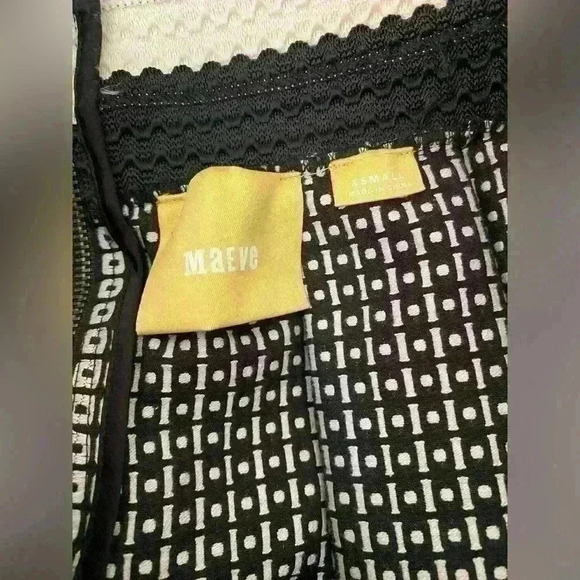 Anthropologie Maeve Pleated Black White Geometric Ballad Swing Skirt XSmall - Picture 8 of 8